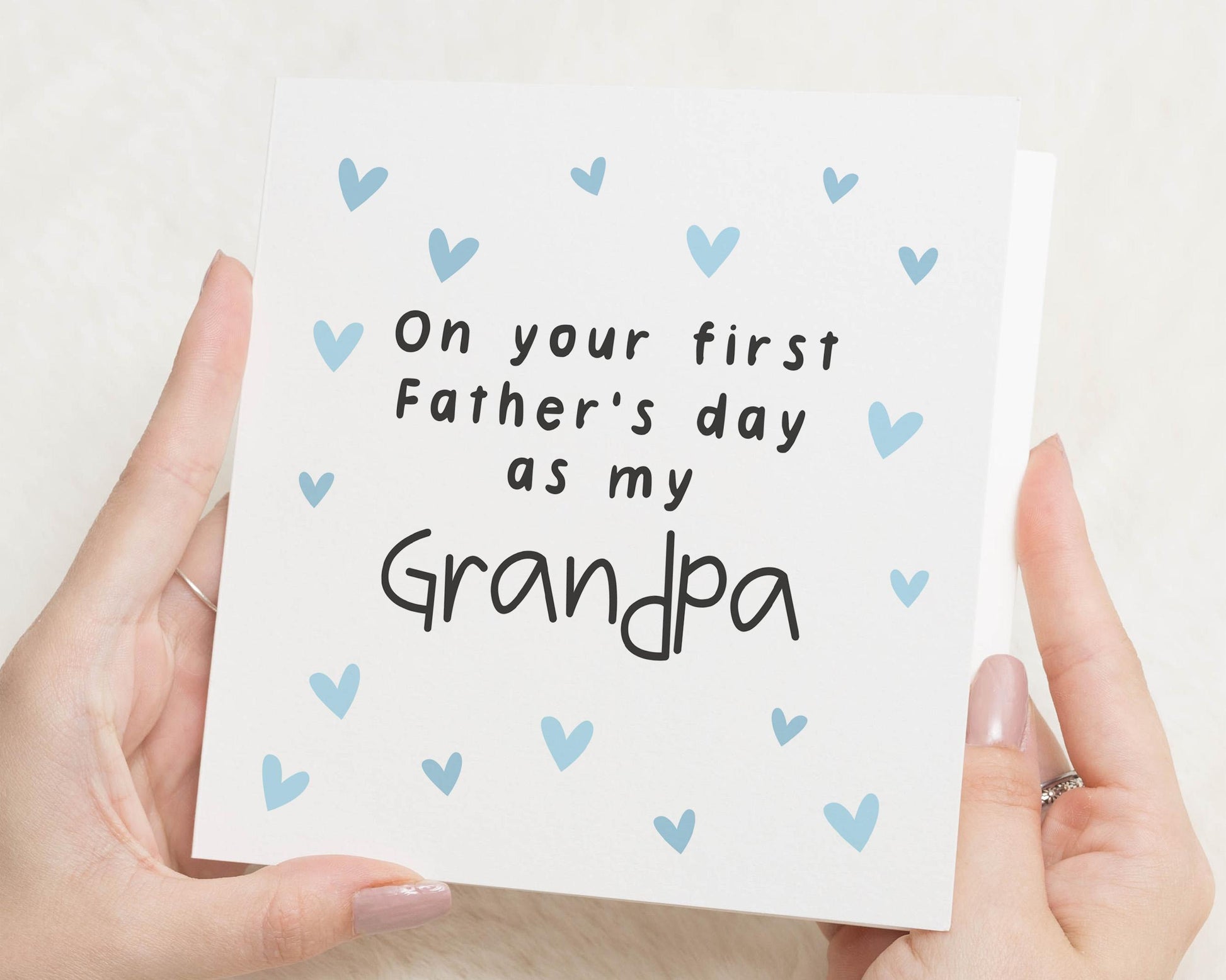 First Fathers Day Card for Grandpa, Fathers Day Card from Baby, Fathers Day Card for Grandad, Cute Fathers Day Card, Blue Hearts Card
