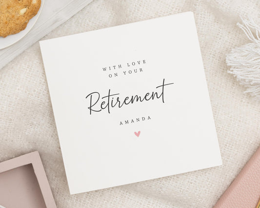 Retirement Card, Personalised Retirement Card, Retirement Card for Her, With Love On Your Retirement, Custom Name Retirement Card