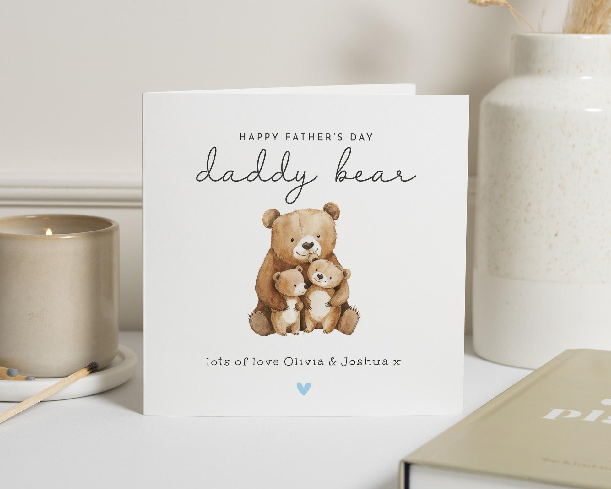 Fathers Day Card for Daddy, Daddy Bear Fathers Day Card, Personalised Fathers Day Card from Kids, Cute Bear Card for Dad