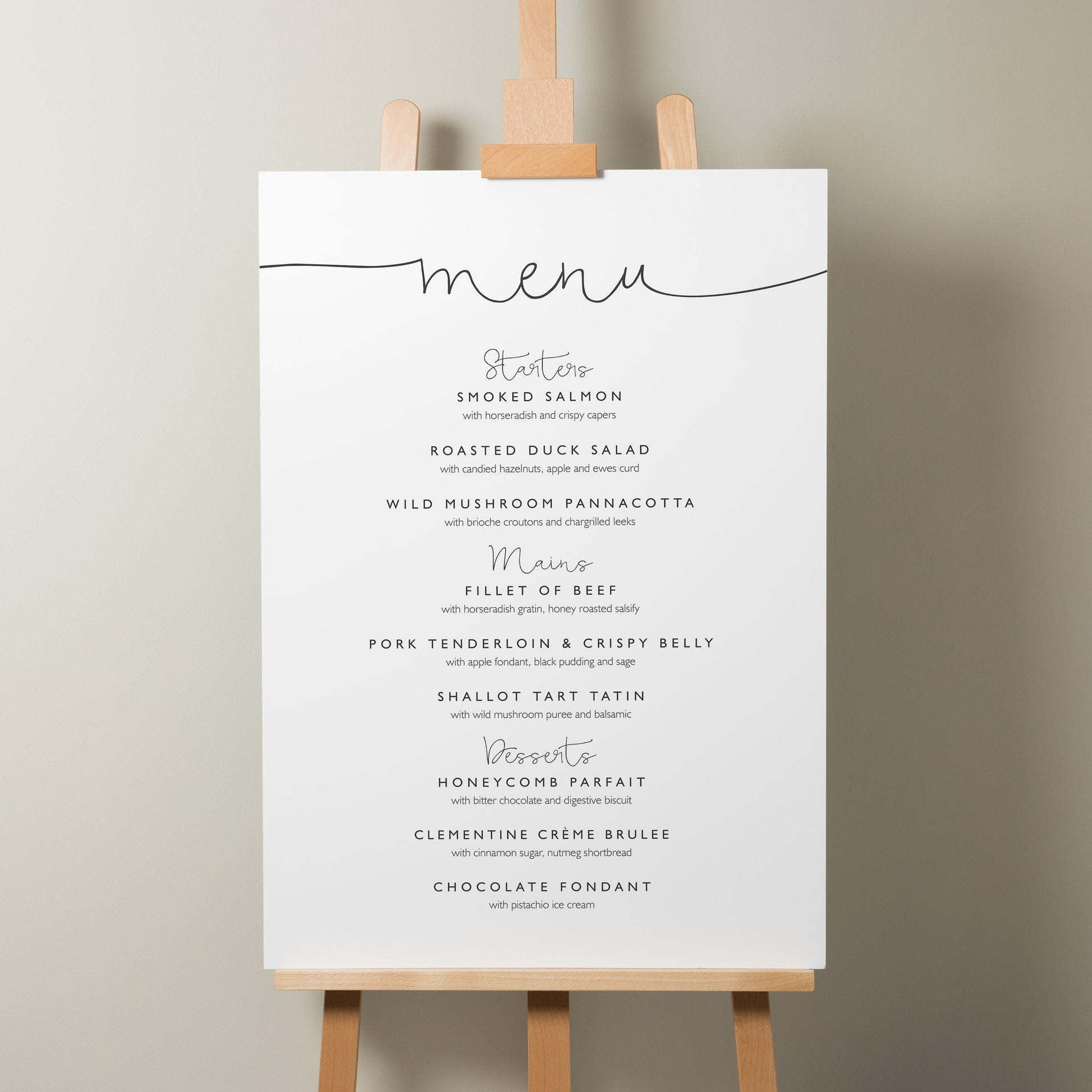 Script Calligraphy Wedding Food Menu Sign, Menu Wedding Signage, Wedding Guest Sign For Menu, Simple Wedding Signage 'Naomi'