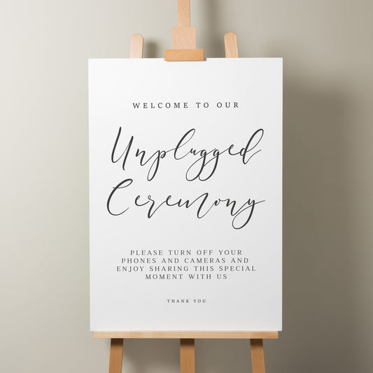 Elegant Modern Wedding Unplugged Ceremony Welcome Sign, Simple Wedding Sign, Minimalistic Wedding Welcome Sign, Wedding Stationery 'Harper'