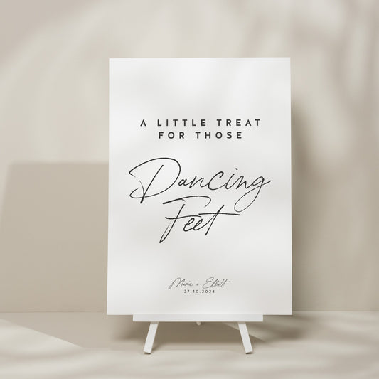 Modern Wedding Flip Flops Sign, Simple Calligraphy Wedding Table Sign, Dancing Feet Wedding Sign, Wedding Take A Pair Sign 'Marie'