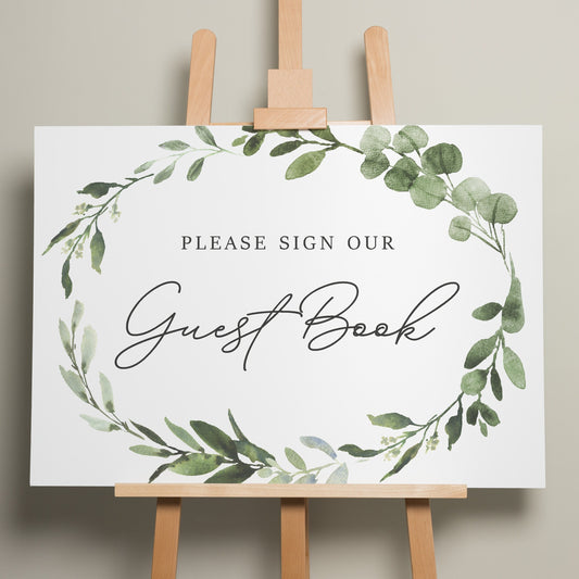 Botanical Wedding Guest Book Sign, Eucalyptus Sign, Sign Our Guest Book Wedding Sign, Wedding Guest Sign, Simple Design 'Alethea'
