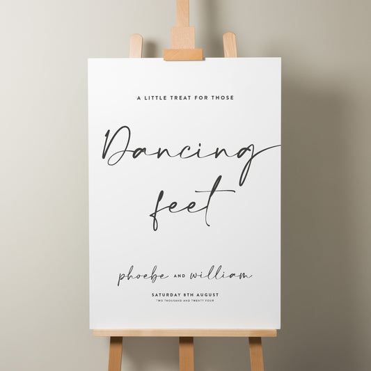 Simple Wedding Dancing Feet Sign, Flip Flop Wedding Sign, Calligraphy Wedding Signage, Dance Floor Wedding Sign, Minimalist Wedding 'Phoebe'
