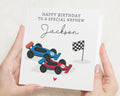Birthday Card for Nephew, Personalised Racing Car Birthday Card, Birthday Card for Boy, Special Nephew Birthday Card