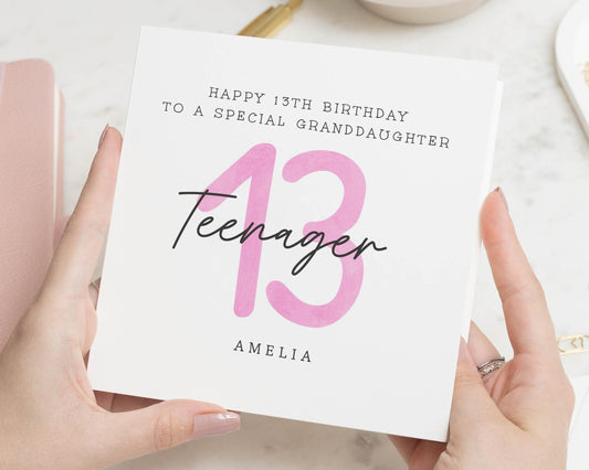 13th Birthday Card for Granddaughter, Teenager Birthday Card, Personalised Birthday Card for Girl, Special Granddaughter Card