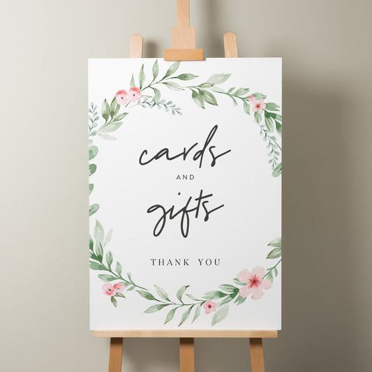 Floral Cards And Gifts Sign, Cards Wedding Sign, Wedding Gifts Sign, Cards And Gifts Sign For Wedding, Minimalist Wedding Sign 'Paige'