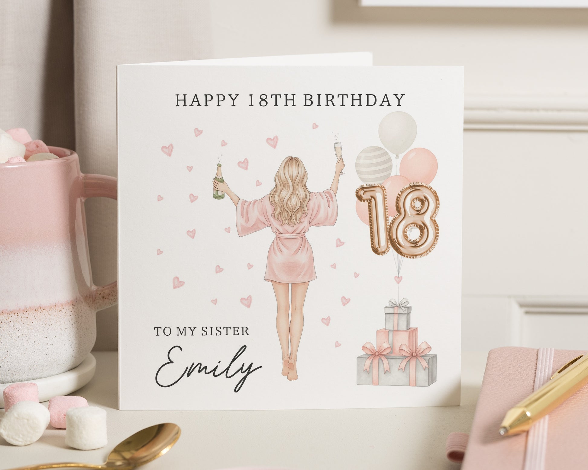 18th Birthday Card for Sister, Personalised Birthday Card for Her, Birthday Card for Girl, 18th Birthday Card, Sister Birthday Card