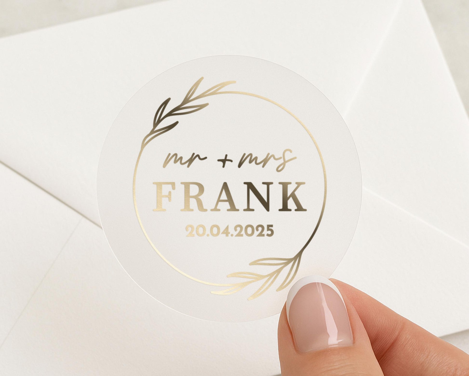 Wedding Sticker, Personalised Wedding Sticker, Mr and Mrs Sticker, Gold Foil Wedding Label, Custom Wedding Envelope Seal