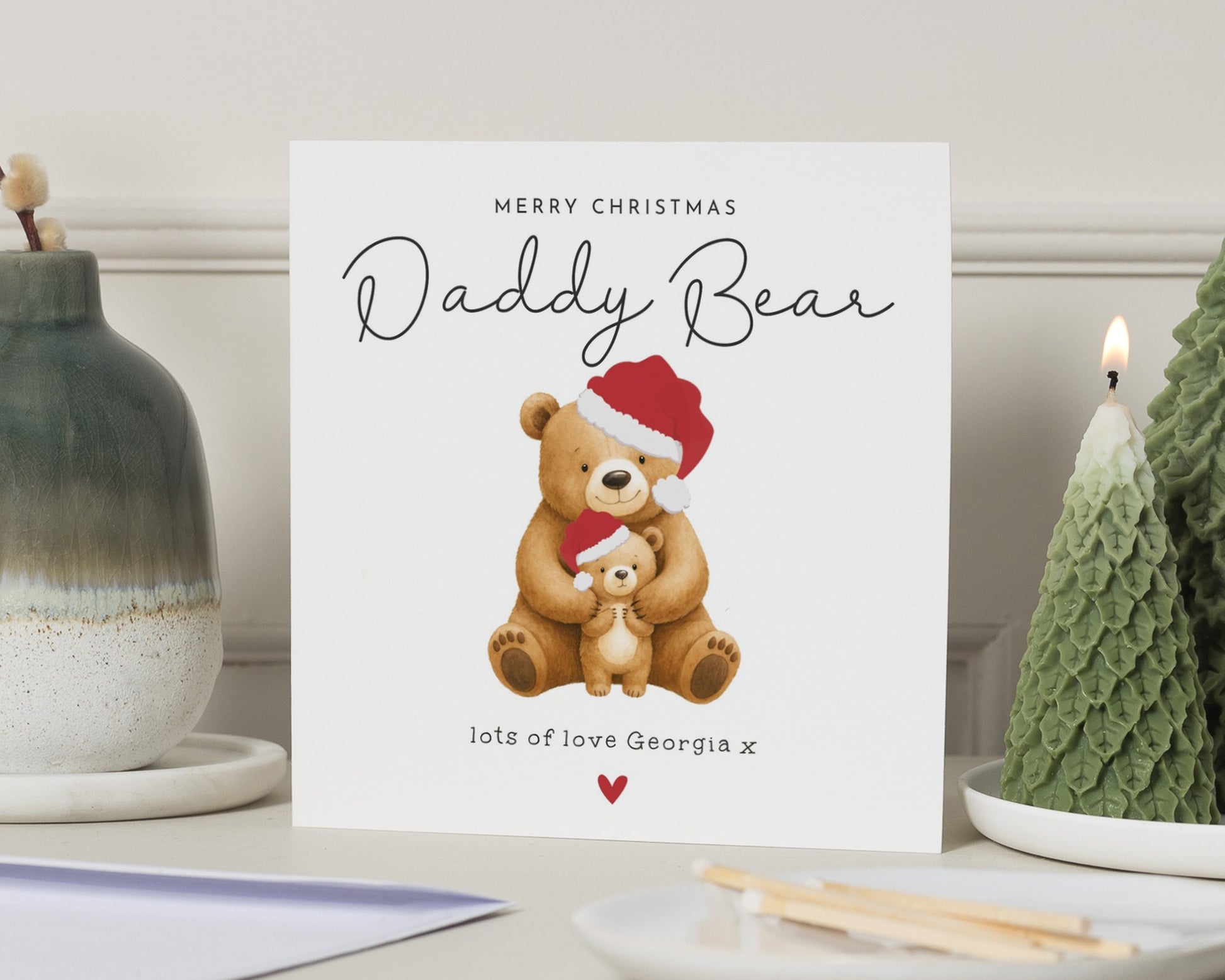 Christmas Card for Dad, Daddy Bear Christmas Card, Personalised Christmas Card for Him, Cute Bear Christmas Card, Daddy Christmas Card
