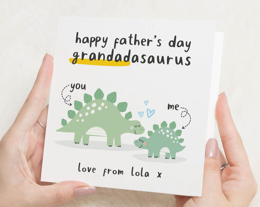 Fathers Day Card for Grandad, Grandad Fathers Day Card, Dinosaur Card, Cute Fathers Day Card from Grandchildren, Personalised Card