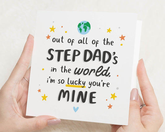 Step Dad Birthday Card, Step Dad Card, Birthday Card for Step Dad, Lucky to Have You Card, Card for Him, Cute Step Dad Card