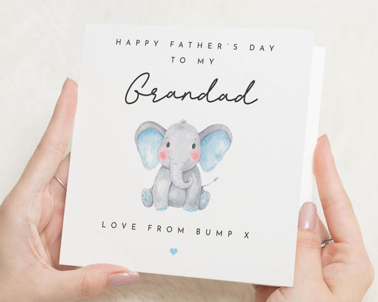 Fathers Day Card for Grandad, From Bump Fathers Day Card, Cute Elephant Card, Personalised Fathers Day Card, Grandad to Be Card