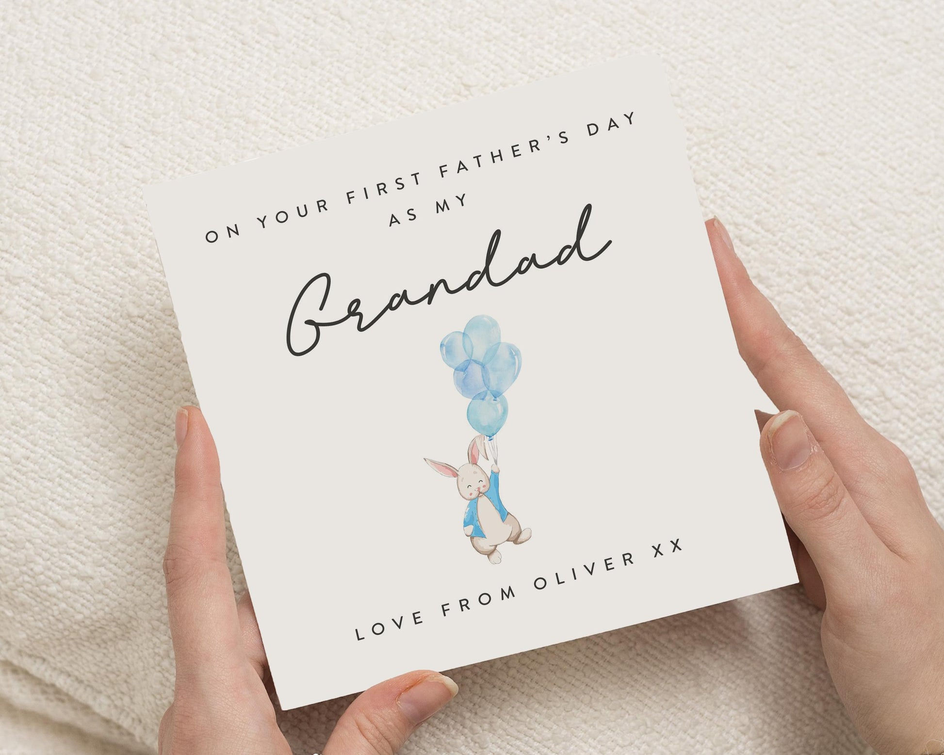 First Fathers Day Card for Grandad, Fathers Day Card from Grandchild, Bunny Card, Personalised Fathers Day Card, Cute Grandad Card