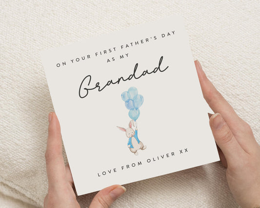 First Fathers Day Card for Grandad, Fathers Day Card from Grandchild, Bunny Card, Personalised Fathers Day Card, Cute Grandad Card