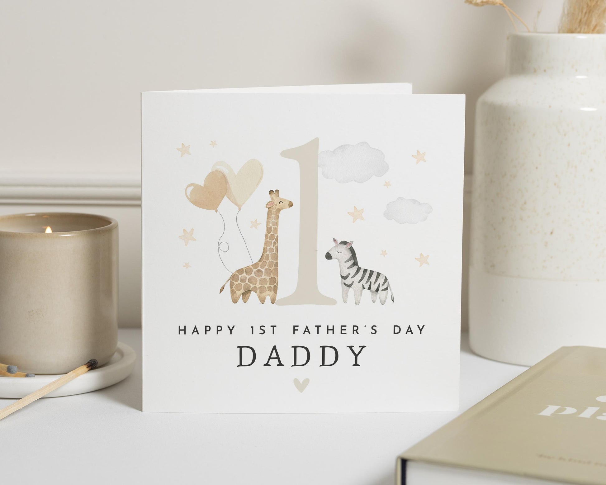 1st Fathers Day Card, Fathers Day Card from Baby, Daddy Fathers Day Card, Safari Animal Card, Cute Fathers Day Card, Giraffe Zebra Card