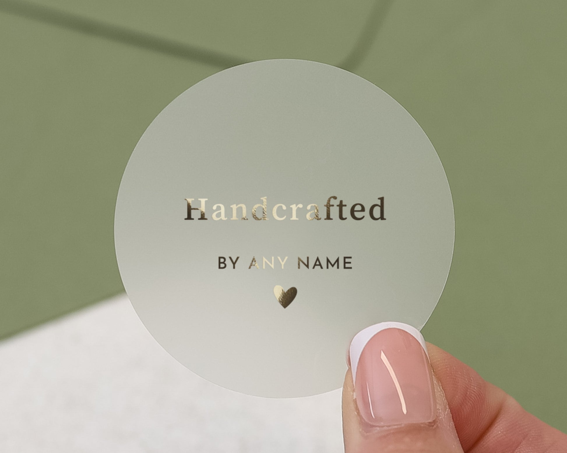 Handcrafted By Any Name Sticker, Personalised Business Sticker, Gold Foil Label, Custom Packaging Sticker, Small Business Sticker