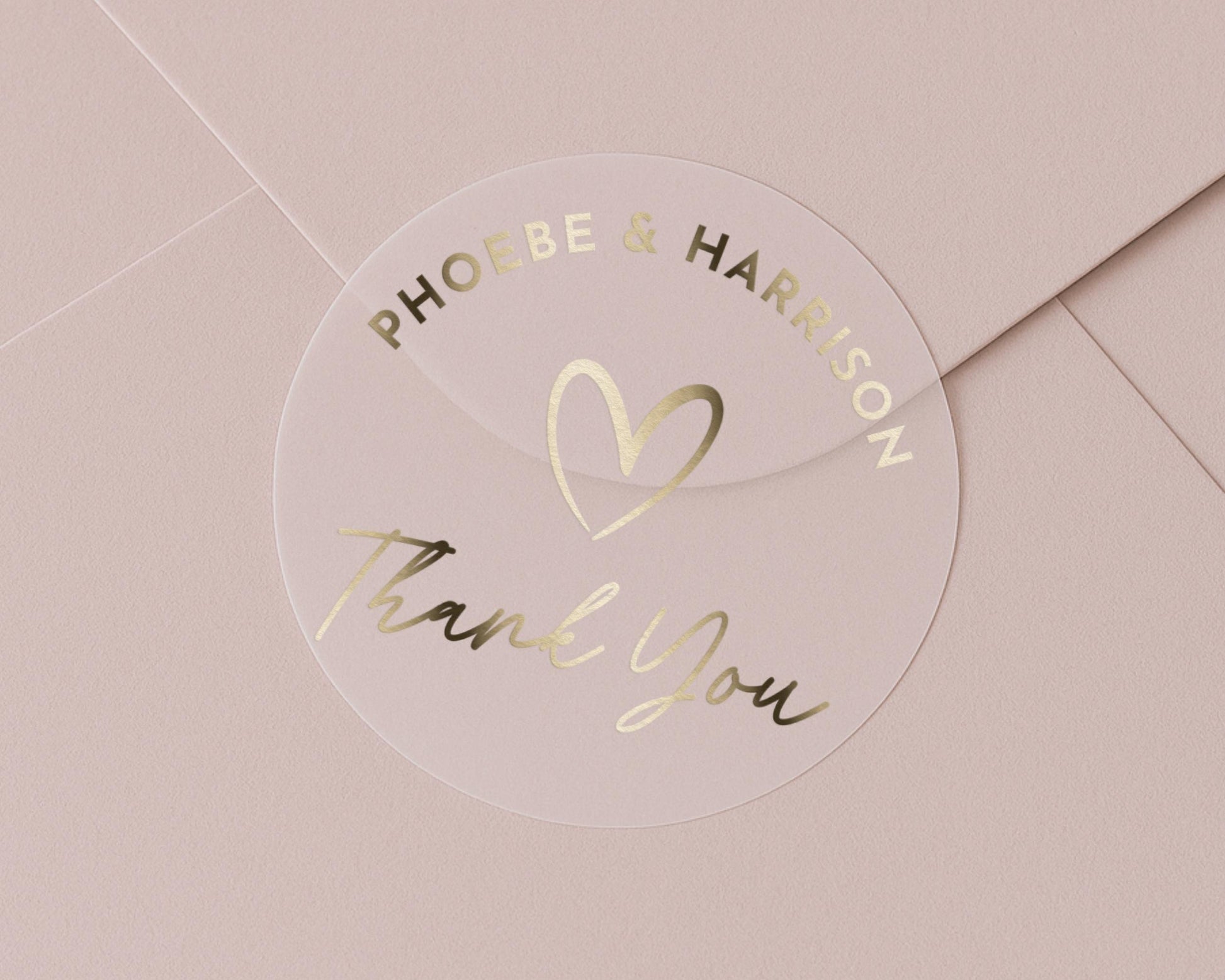 Personalised Thank You Sticker, Gold Foil Wedding Thank You Sticker, Custom Envelope Seal, Thank You Label, Wedding Sticker
