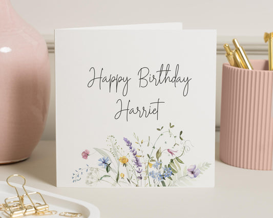 Birthday Card for Her, Personalised Birthday Card, Floral Birthday Card, Birthday Card for Women, Birthday Card for Friend, Cute Card