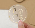 Personalised Wedding Sticker, Gold Foil Initials Sticker, Custom Date Sticker, Monogram Wedding Seal, Clear Wedding Envelope Sticker