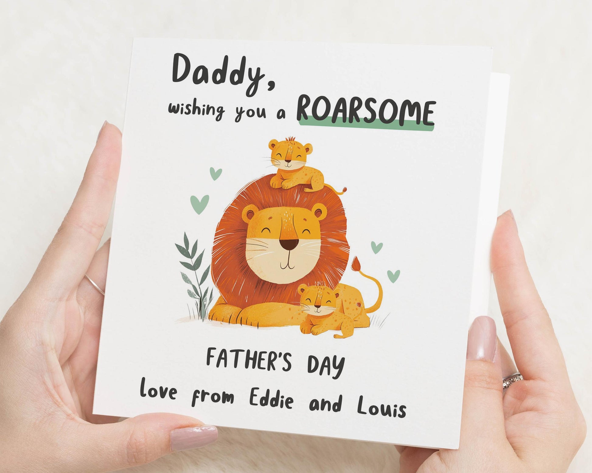Fathers Day Card from Kids, Daddy Fathers Day Card, Lion Card for Dad, Personalised Fathers Day Card, Cute Animal Card for Him