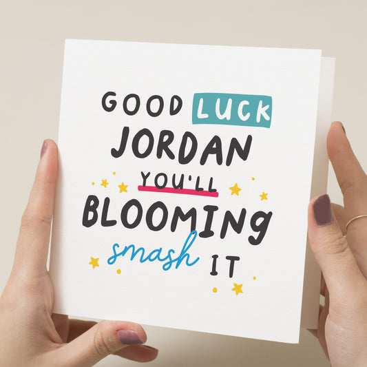 You'll Blooming Smash It Card For Colleague, Personalised Good Luck Card For Friend, New Job Coworker Good Luck Gift, Simple Good Luck Card