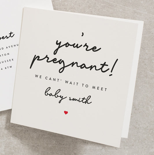 You're Pregnant Pregnancy Card, Congratulations On Your Pregnancy Card, Personalised Pregnancy Card For Parents To Be PG016