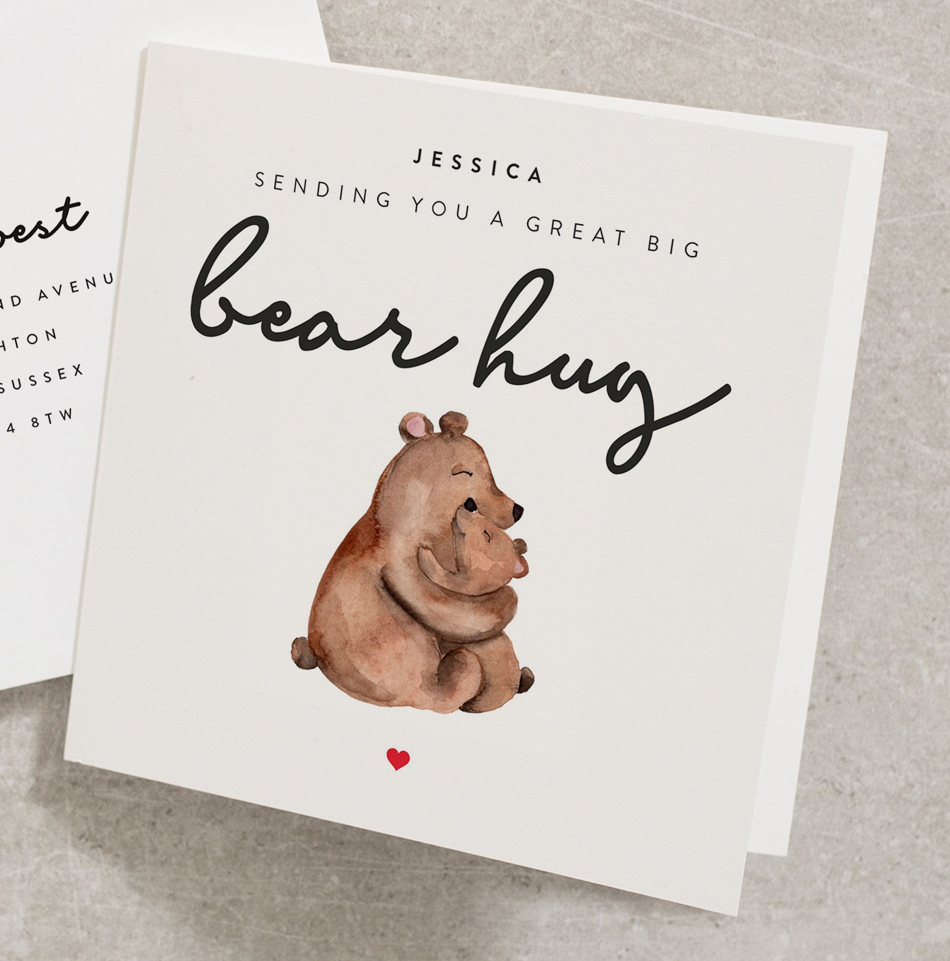 Personalised Sending You A Great Big Bear Hug Card, Get Well Soon Card, Sending Love And Big Hugs Card, Hope You Feel Better Soon Card GW027