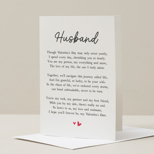 Husband Valentines Day Card, Poem Valentines Day Card For Husband, Valentines Day Card For Him, Romantic husband card, Valentine's Gift