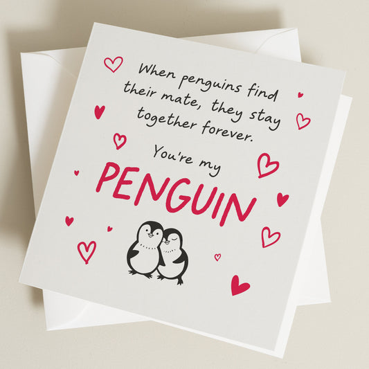 Cute Penguin Valentines Day Card, Valentines Day, Valentines Day Card, Valentine's Card For Him Or Her, Valentine's Gift, Be My Valentine
