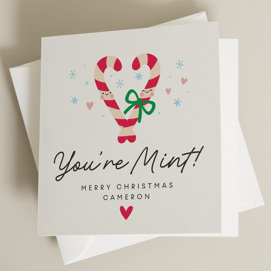 Boyfriend Christmas Card, Husband Christmas Card, You're Mint Personalised Christmas Card, Pun Christmas Card, Girlfriend Christmas Card