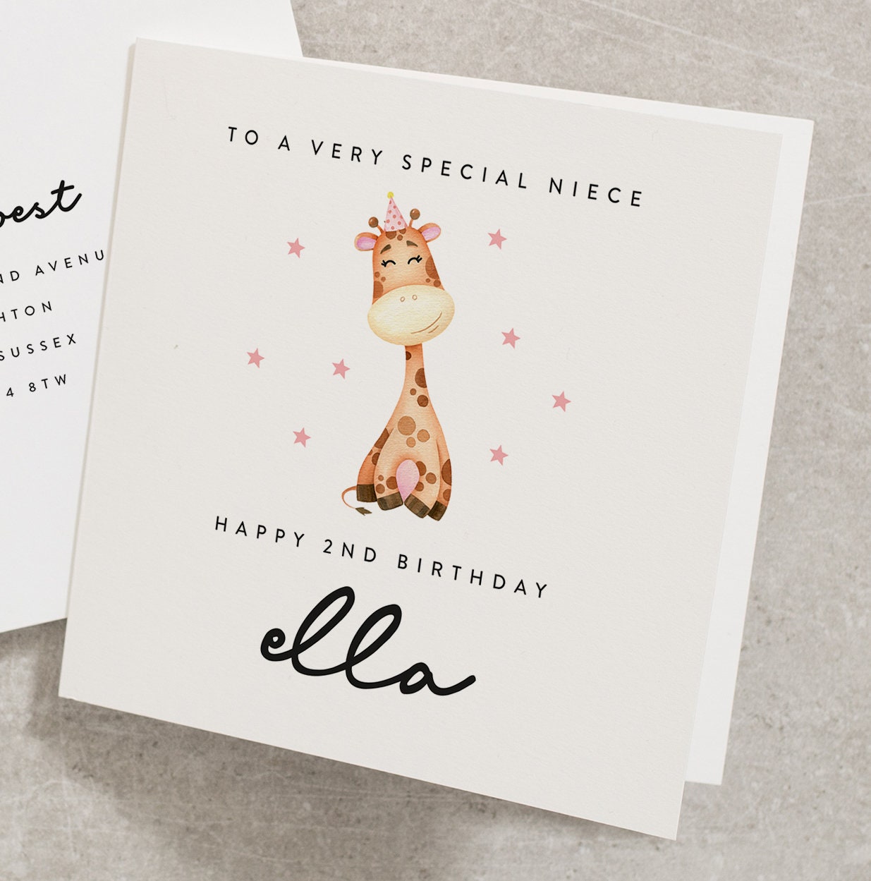 Personalsed 2nd Brthday Card for Daughter, Nece Second Brthday Card