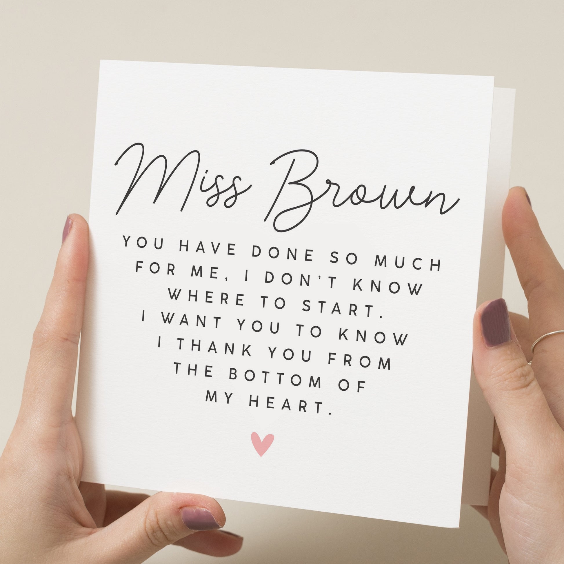 Personalised Teacher Thank You Card, Teacher Poem Card, End Of School Card, Teacher Appreciation Card, Simple Teacher Card, End Of Term Gift