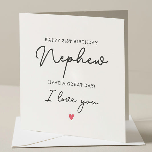 Nephew Birthday Card, 21st Birthday Card For Nephew, Twenty First Birthday Card, Birthday Gift For Him, Nephew Birthday, 21st Gift