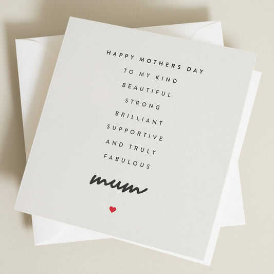 Happy Mothers Day Card With Poem, Mothers Day Card For Mum, Mum Mothers Day Card, Special Mothers Day Card For Mum, Mothers Day Card MD093