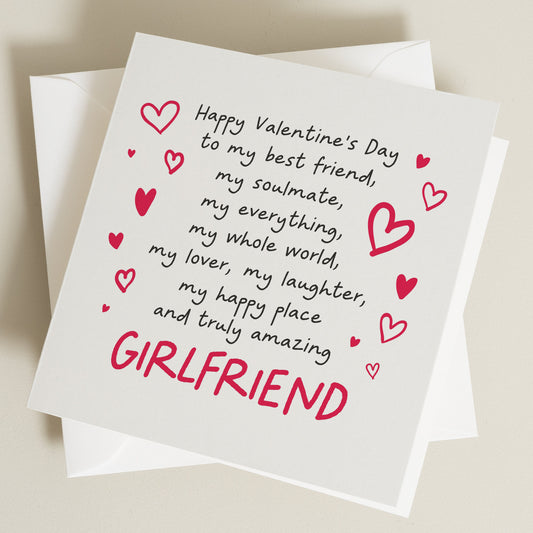 Girlfriend Valentines Day Card, Valentine's Card For Her, Girlfriend Valentines Day, Valentines Day Card Poem, Girlfriend Be My Valentine
