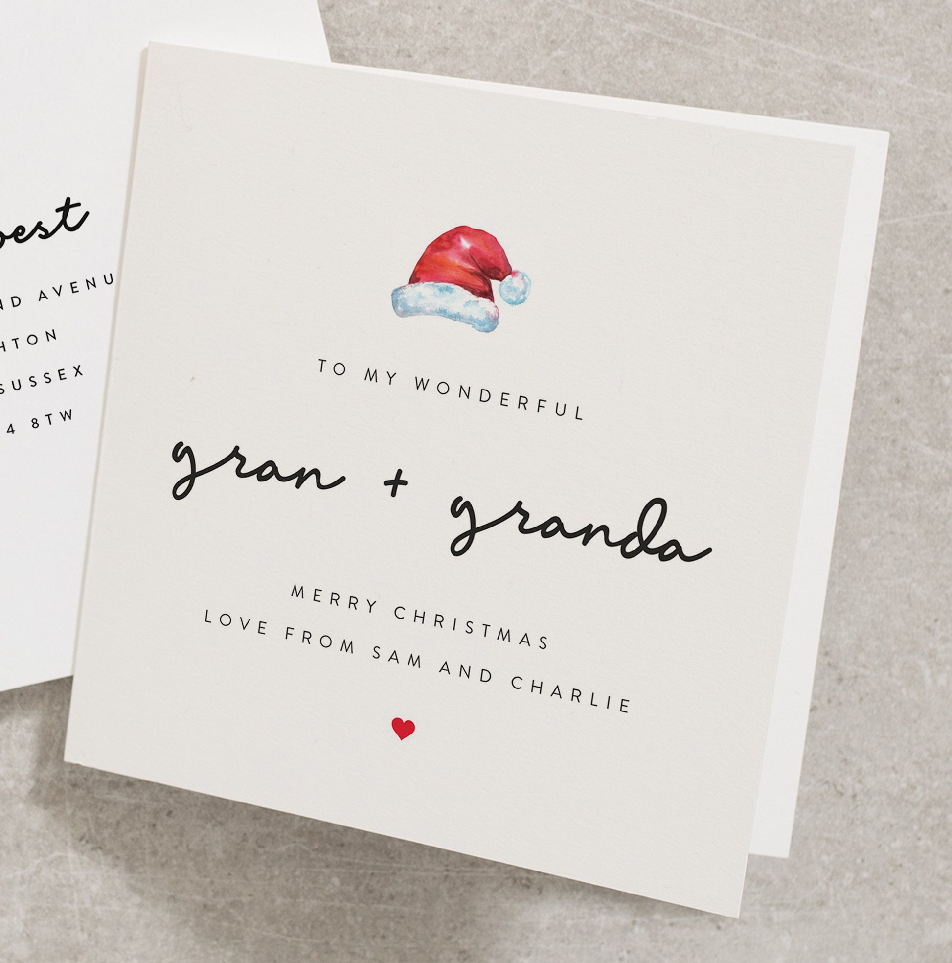 Personalised Christmas Card for Gran and Granda, Merry Christmas Card for Grandparents, Xmas Card, From the Grandkids< From Them CC324