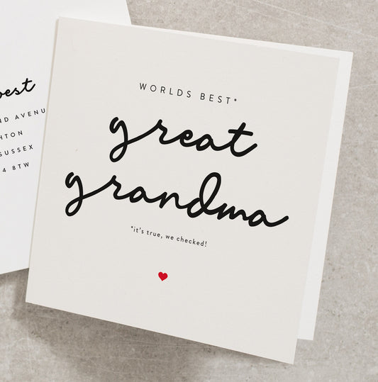 Worlds Best Great Grandma It's True We Checked, Great Grandma Birthday Card, Worlds Best Grandma, Birthday Card For Great Grandmother BC326