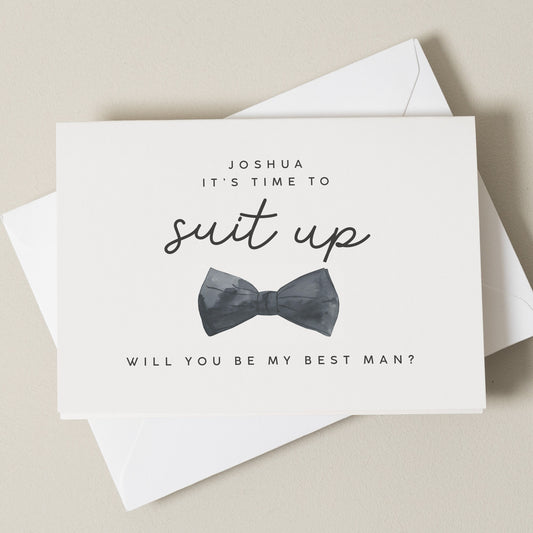 Will You Be My Best Man Card, Best Man Proposal Card, Wedding Proposal Gift, It's Time To Suit Up, Will You Be My Usher, Page Boy, Groomsman