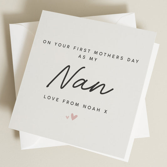 Personalised First Mothers Day As Nan Card, 1st Mothers Day Card As Nanny, Happy 1st Mothers Day, First Mothers Day Gift, Gift Mother's Day