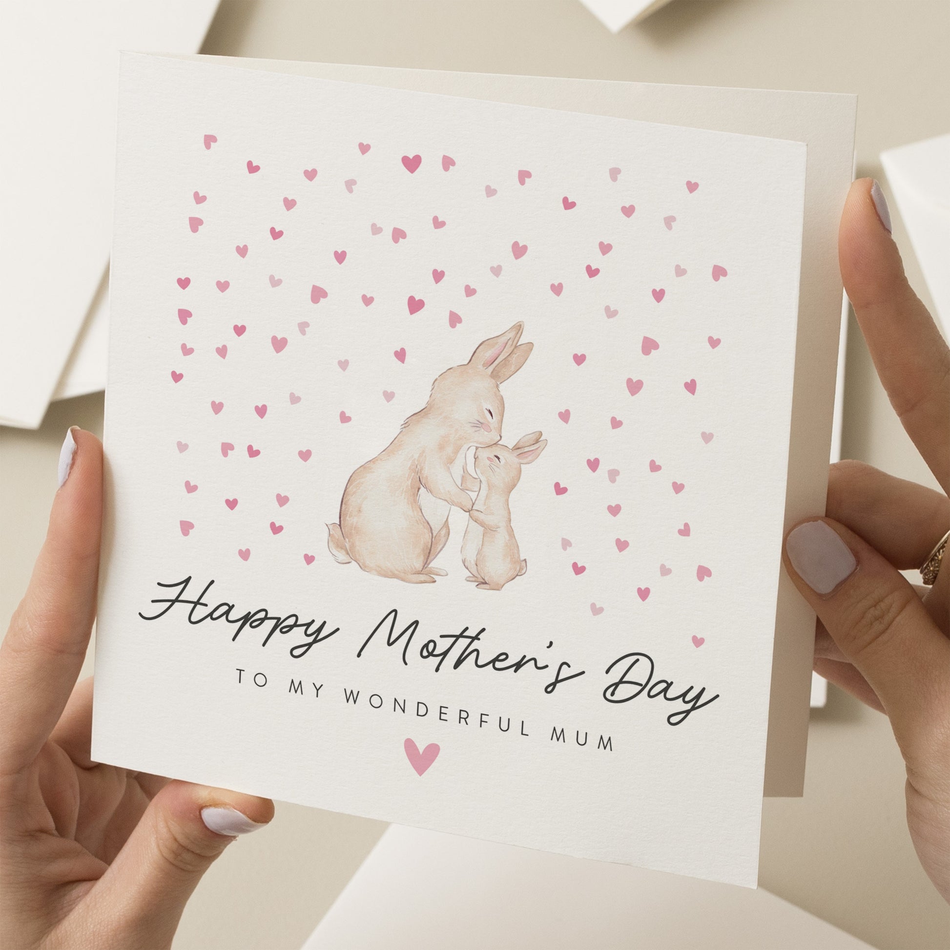 Mothers Day Card, Wonderful Mum Card, Best Mum Mother's Day Card, Bunny Rabbit Mother's Day Card, Cute Card For Mum, Mummy, Mum Gift For Her