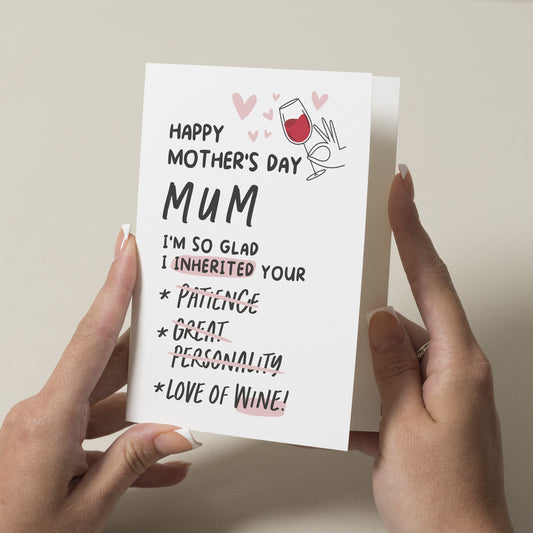 Mothers Day Card For Mum, Wine Lover Mother's Day Card, Mothers Day Wine Card, Cute Mothers Day Card, Funny Mother's Day Card To Mum, Gift
