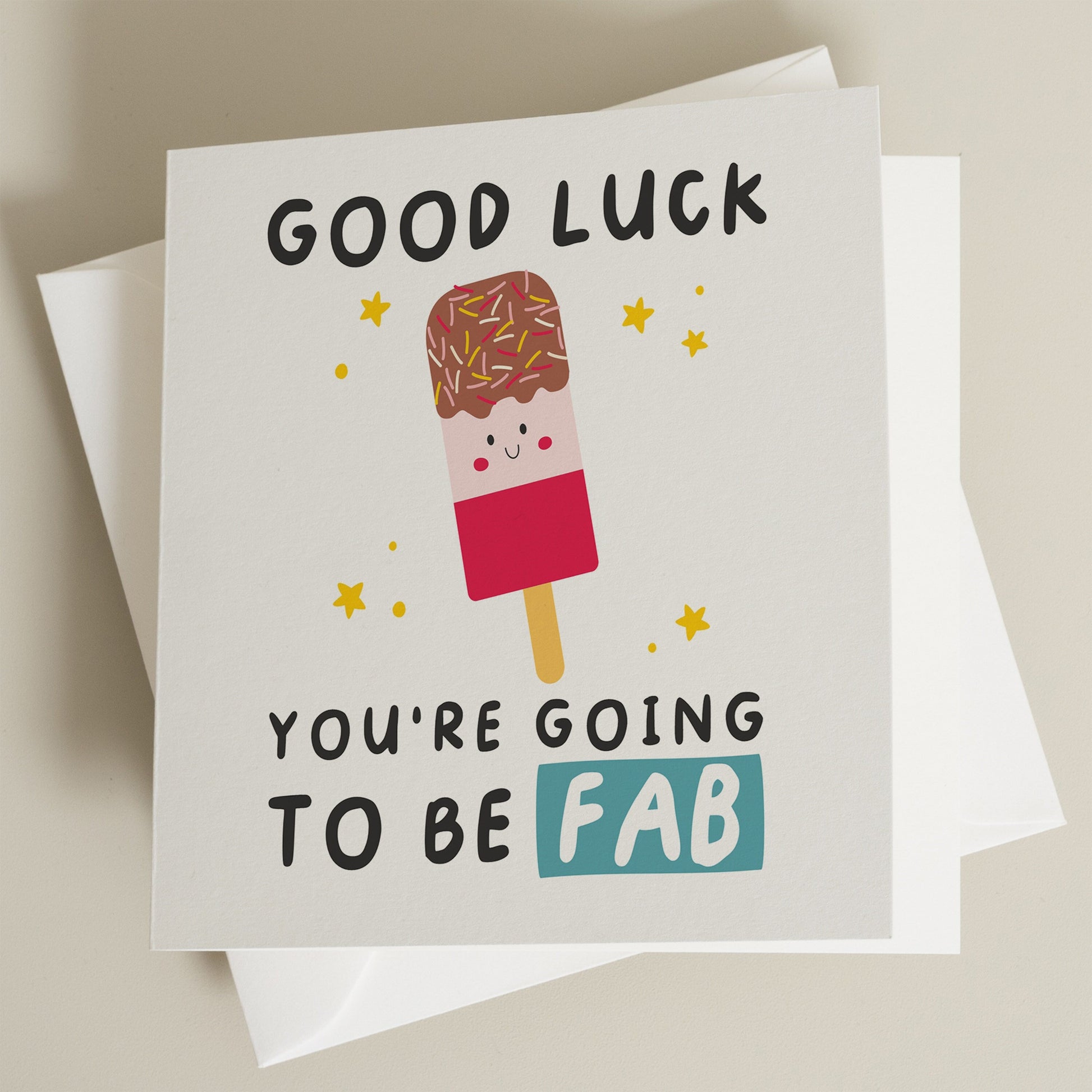 Good Luck Card For Friend, You're Going To Be Fab Card For Colleague, New Job Card, Coworker Good Luck Gift, Simple Good Luck Card To Friend