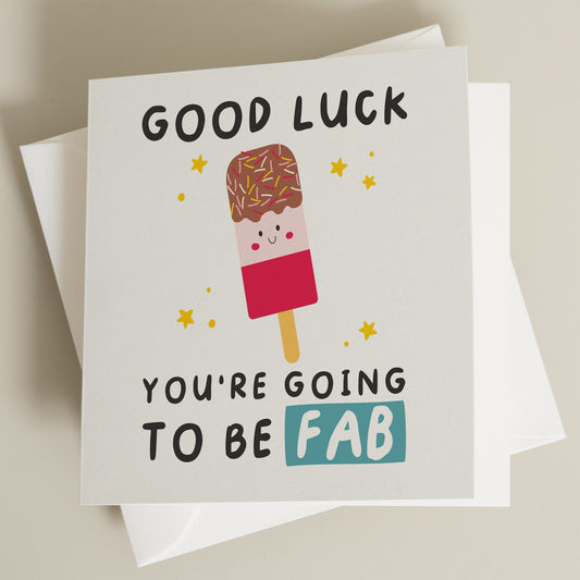 Good Luck Card For Friend, You're Going To Be Fab Card For Colleague, New Job Card, Coworker Good Luck Gift, Simple Good Luck Card To Friend