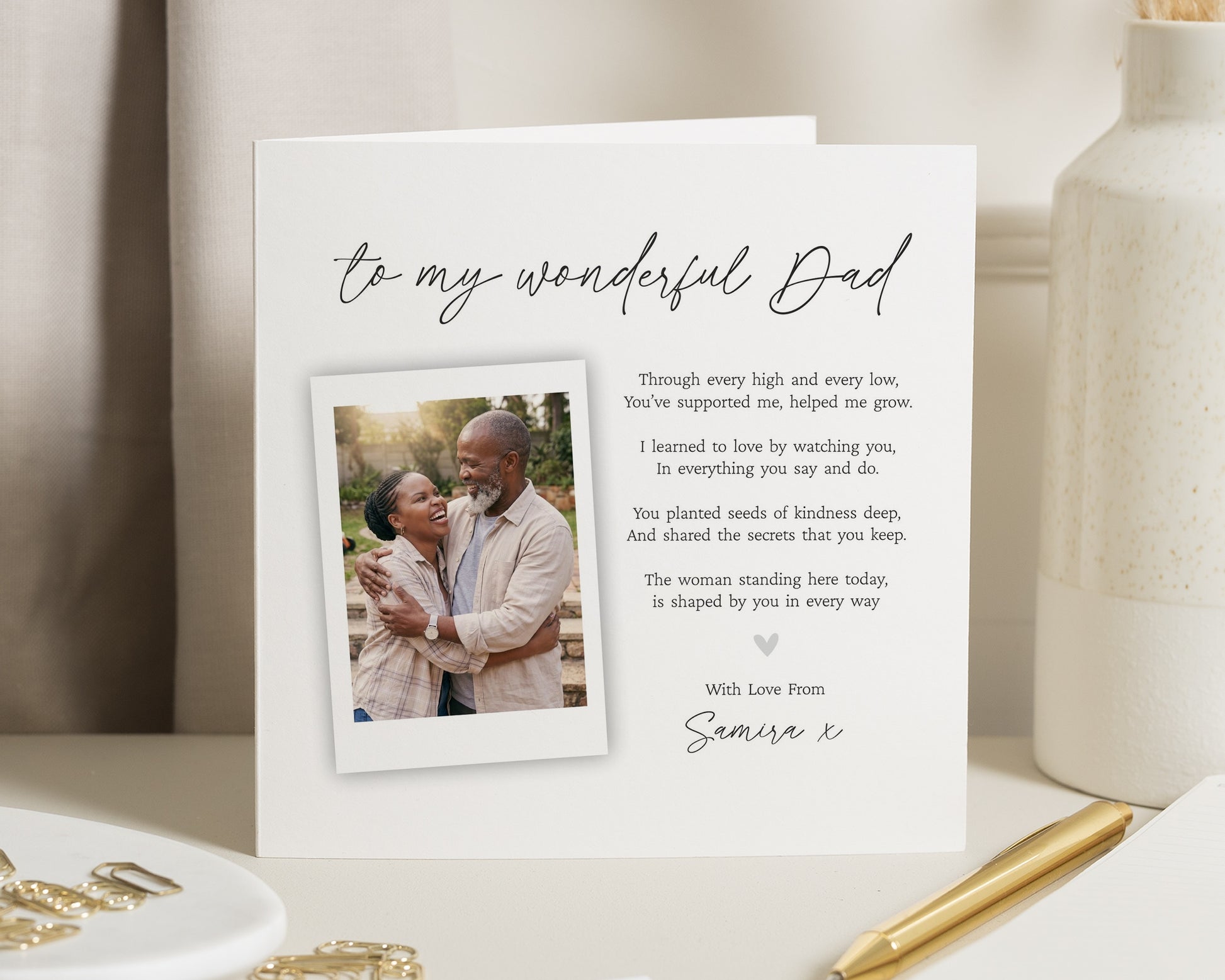 Wedding Card for Dad, Father of the Bride Card, Dad Wedding Day Card, Personalised Photo Card for Dad, Thank You Dad Poem Card