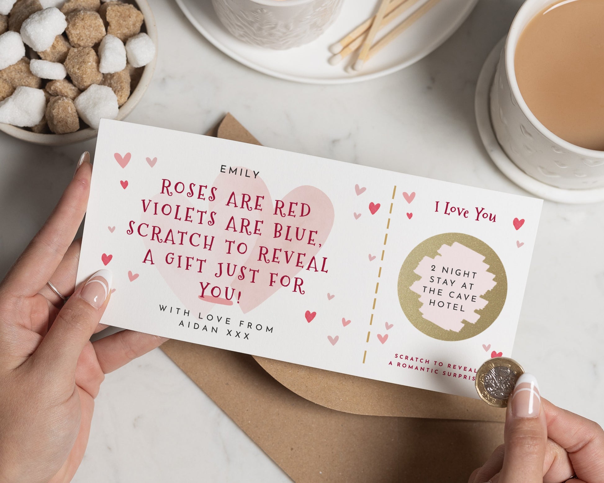 Personalised Gift Voucher for Her, Romantic Hotel Stay Gift, Scratch to Reveal, Custom Gift Experience