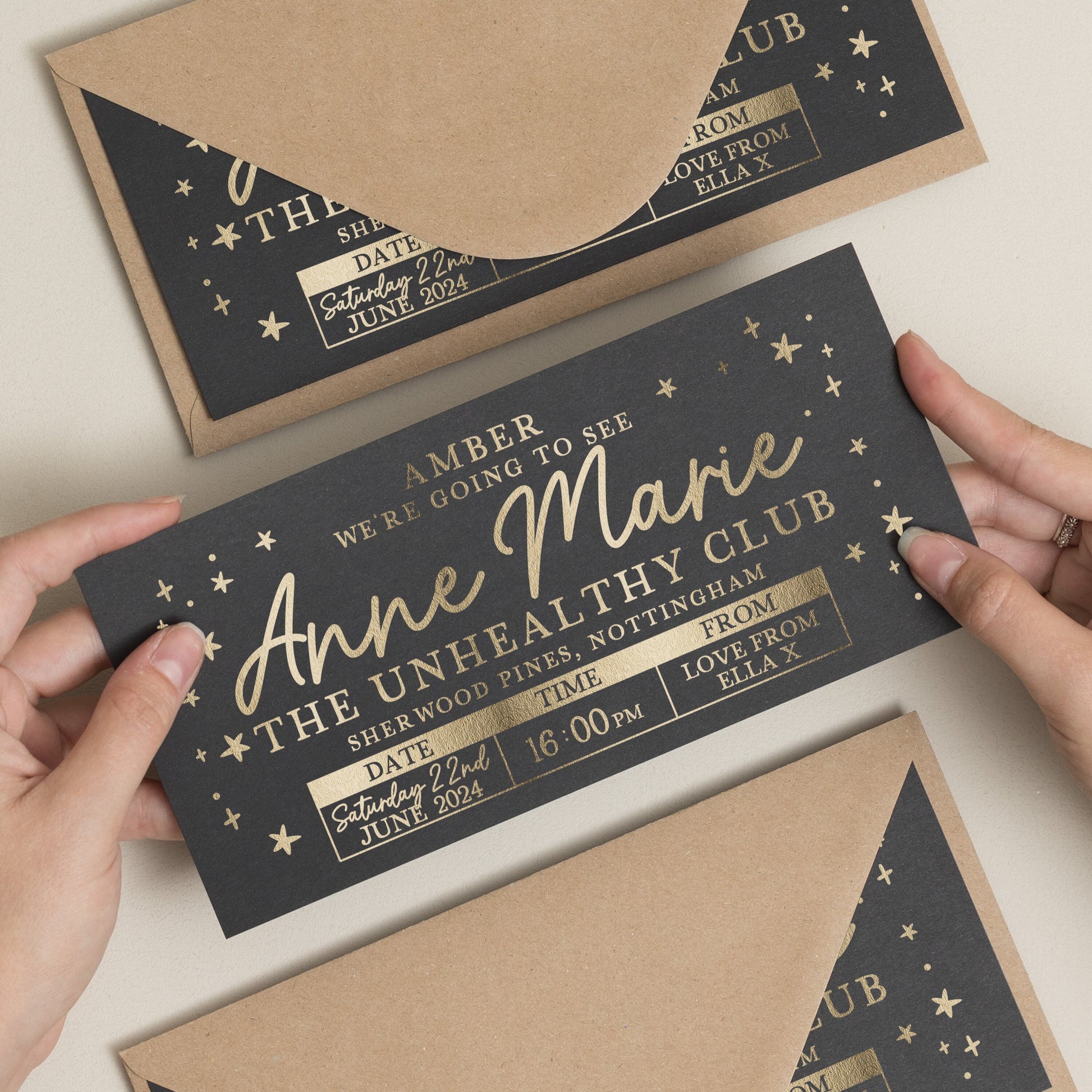 Anne Marie Gig Ticket Foil Gift Voucher, Christmas Scratch Gift Voucher, Scratch Reveal Gift, Scratch To Reveal, Gig Ticket