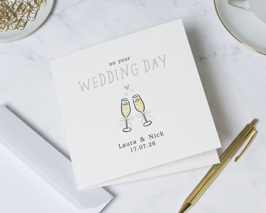 Wedding Day Card, Personalised Wedding Card, Wedding Card for Couple, On Your Wedding Day Card, Champagne Wedding Card