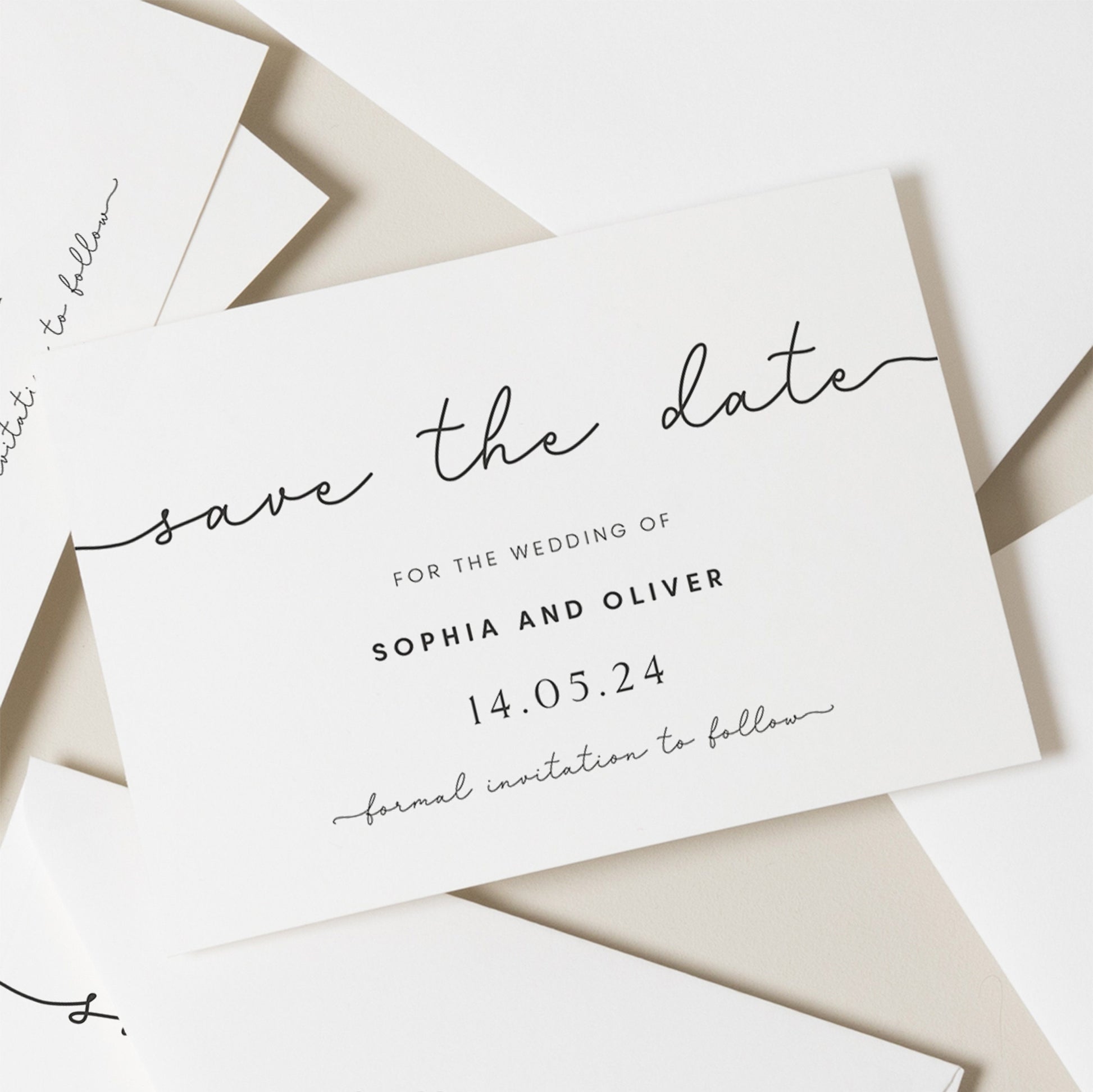 Modern Save Our Date Wedding, Minimalist Save The Date Cards, Simple Save The Dates, Wedding Cards With Envelopes