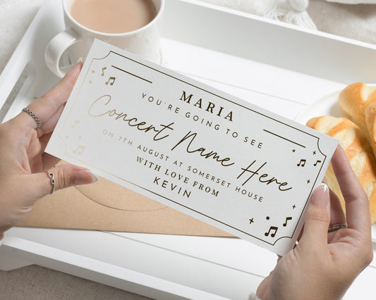 Personalised Concert Gift Voucher, Concert Ticket Gift, Gig Ticket Voucher, Music Event Voucher, Gift Experience for Her